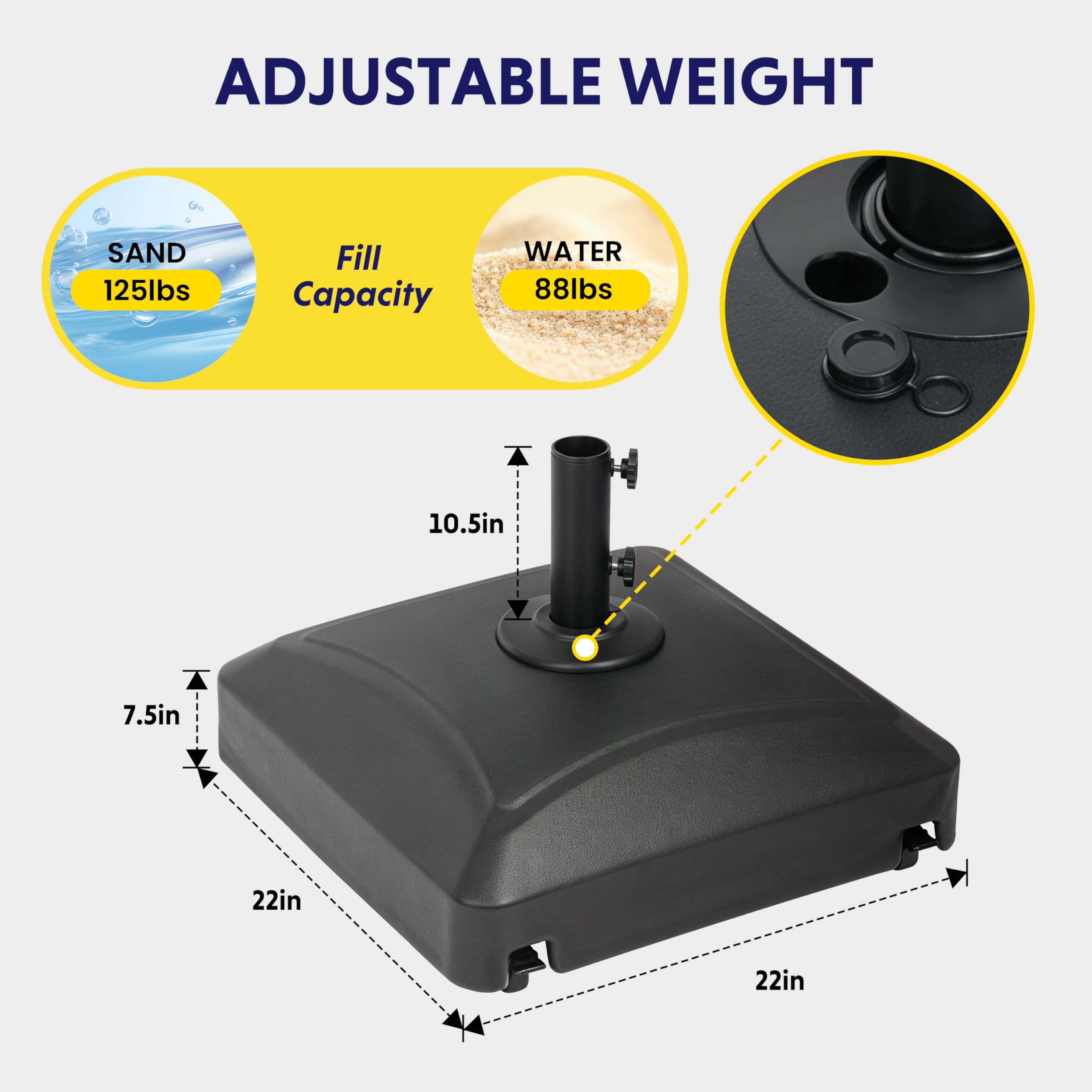 Foto 3 pulgar | Base Para Sombrilla De Patio Ipower De 56,7 Kg De Capacidad Con 4 Ruedas, Color Negro - Venta Internacional.