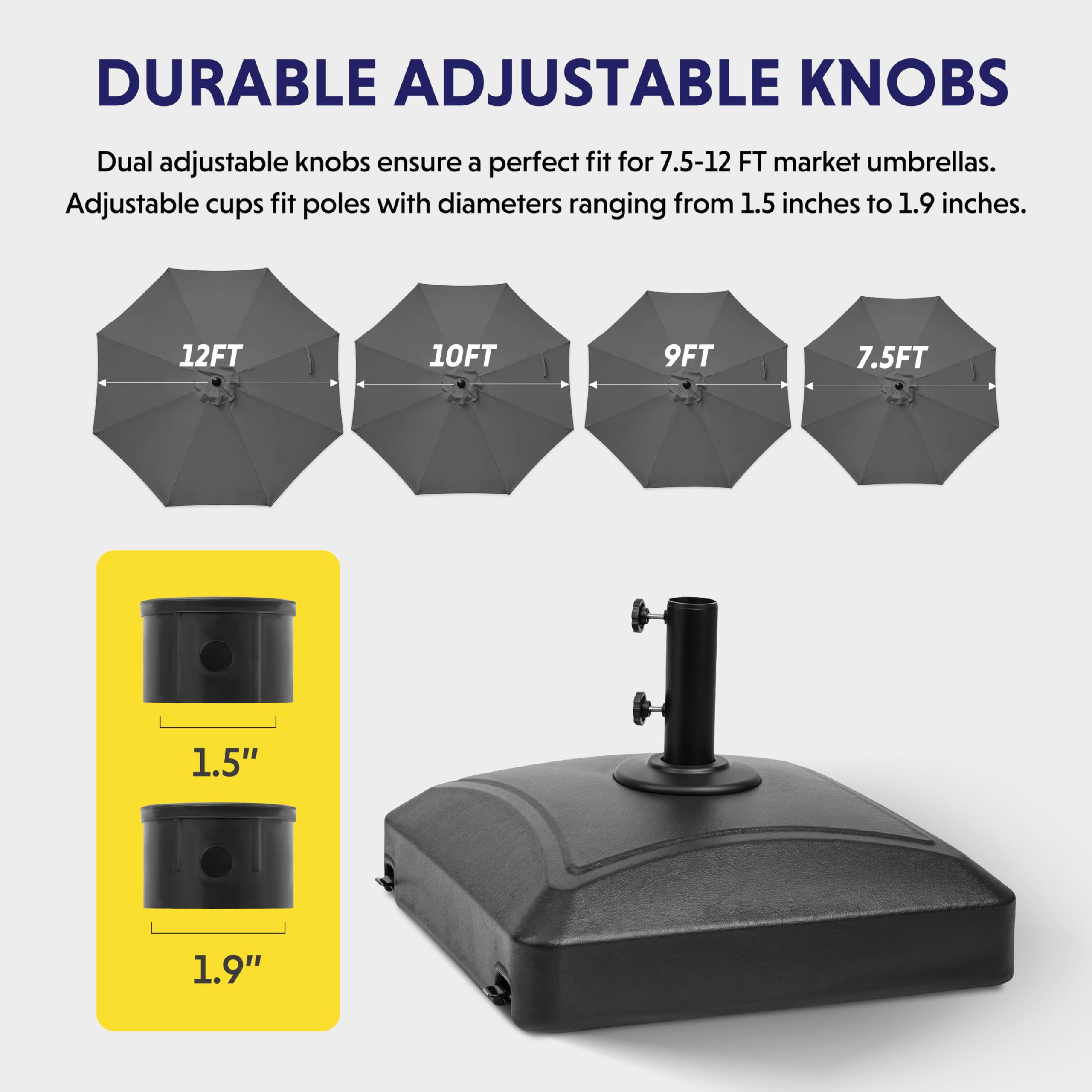 Foto 5 pulgar | Base Para Sombrilla De Patio Ipower De 56,7 Kg De Capacidad Con 4 Ruedas, Color Negro - Venta Internacional.