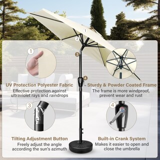 Foto 3 | Sombrilla De Patio Simple Deluxe, 2,3 M, Para Exteriores, Color Blanco Cremoso - Venta Internacional.
