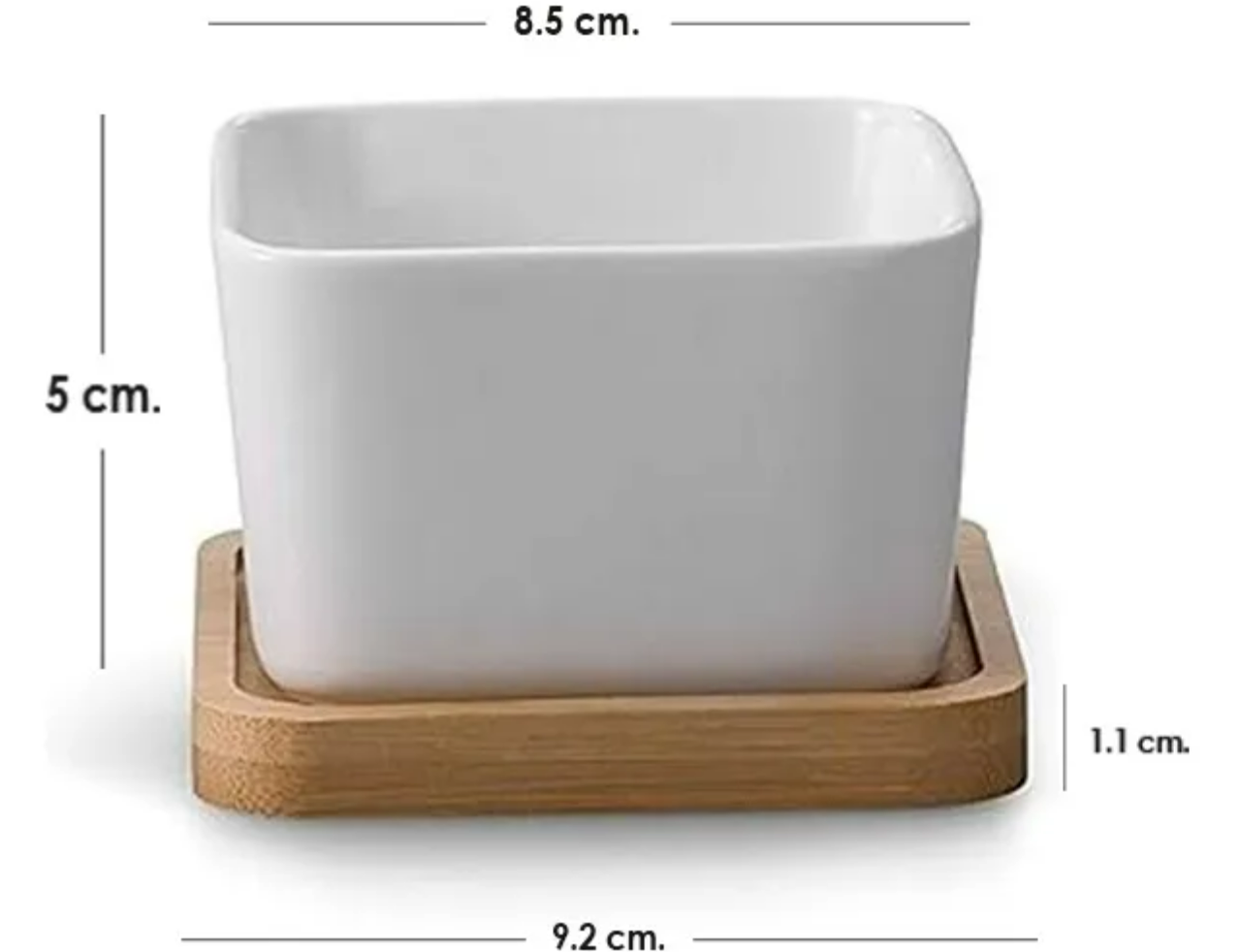 Foto 3 pulgar | Maceta Cuadrada De Cerámica Con Base De Madera Xtellar