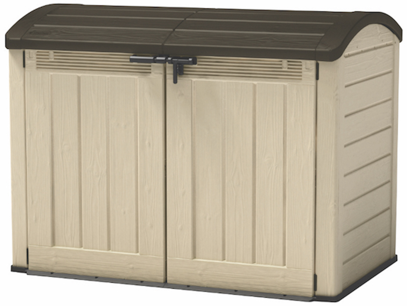 Cobertizo Ultra Capacidad de 2000 Litros Dimensiones 134 X 177 X 113 Cm Color Arena Textura Madera
