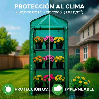 Foto 6 | Invernadero Portátil Elly De 4 Niveles Con Cubierta Reforzada Y Estantes Metálicos Para Interior Y Exterior