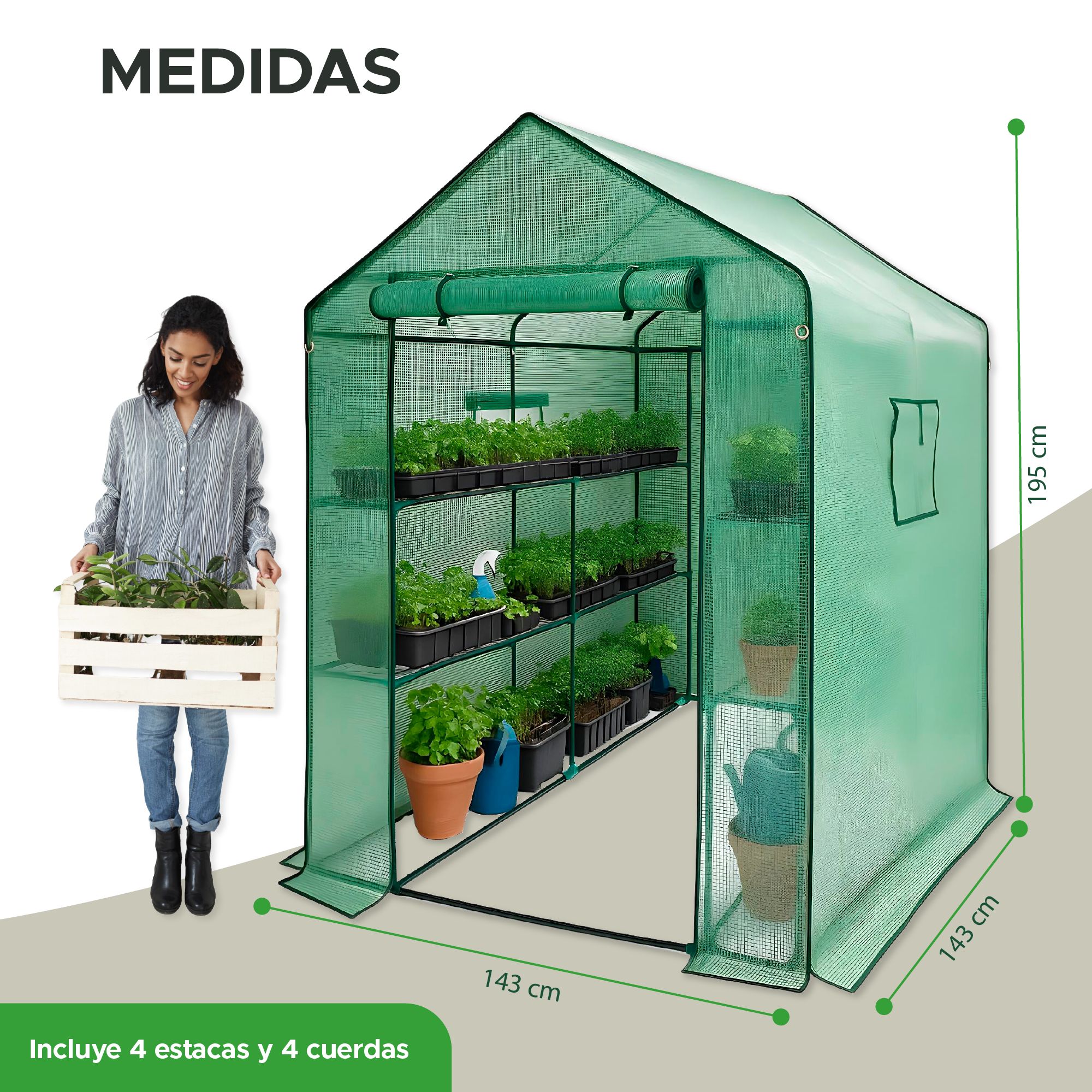 Foto 4 pulgar | Invernadero Portátil Elly 3 Niveles Con Cubierta Y Estacas Para Jardín O Interior