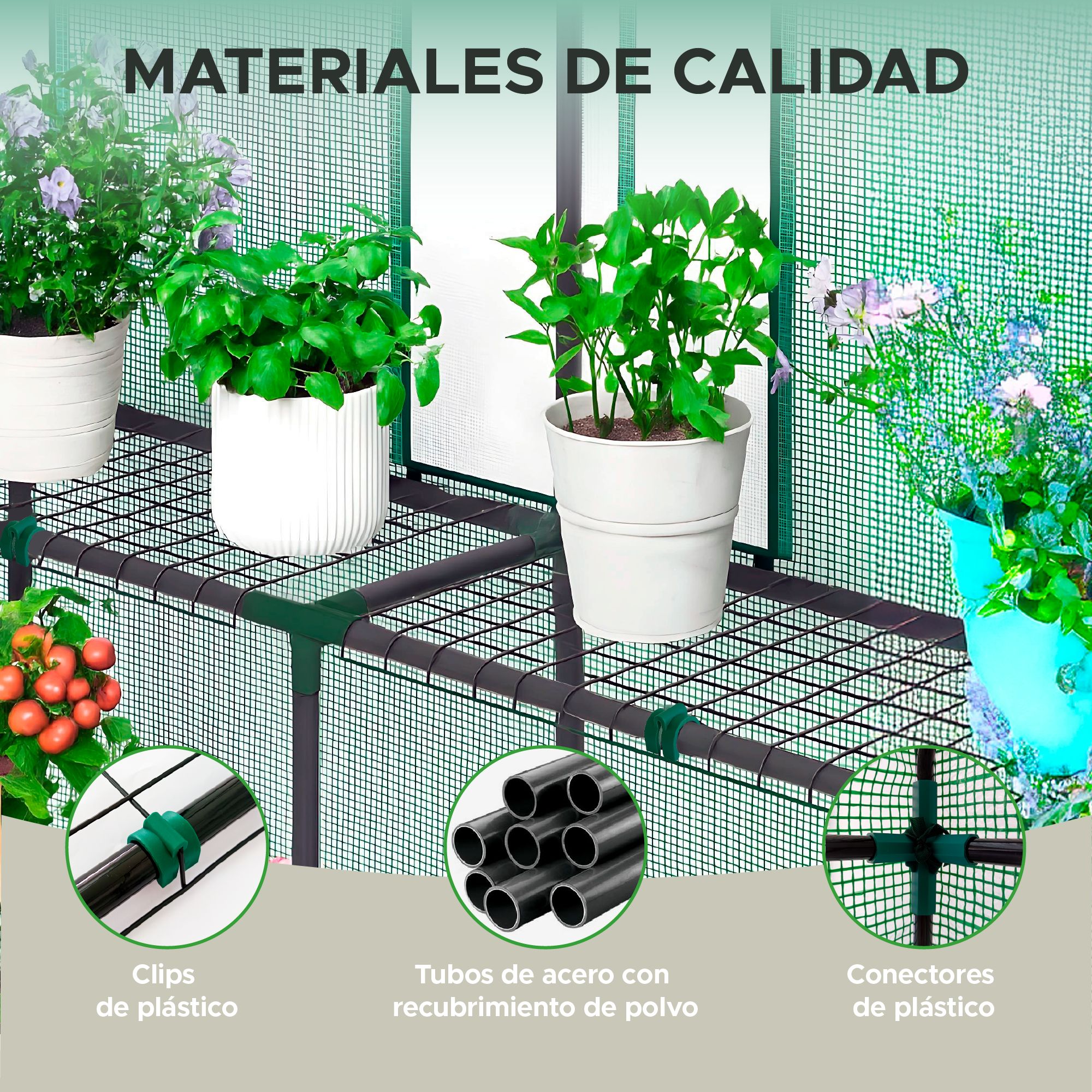 Foto 4 | Invernadero Portátil Elly 3 Niveles Con Cubierta Y Estacas Para Jardín O Interior