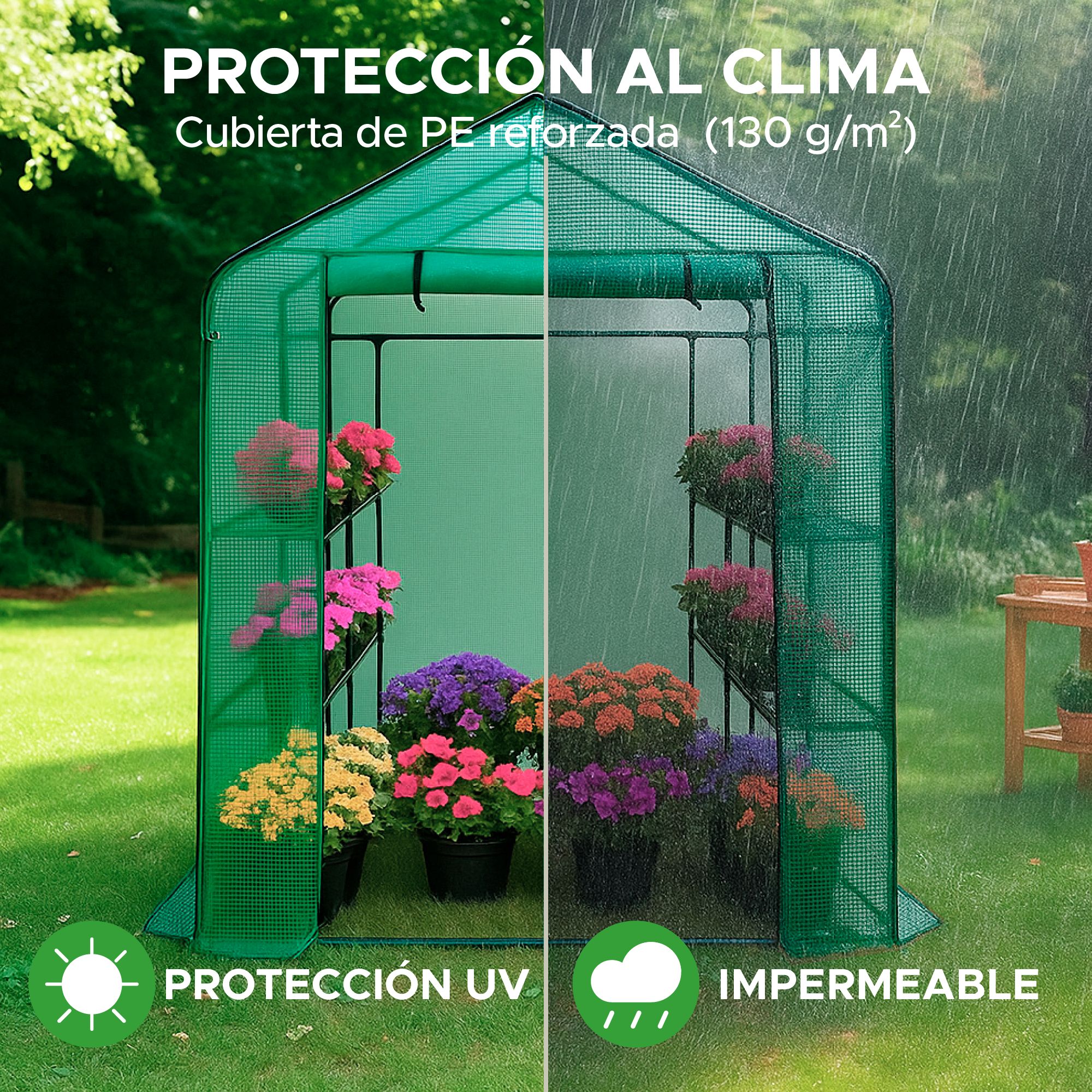 Foto 6 | Invernadero Portátil Elly 3 Niveles Con Cubierta Y Estacas Para Jardín O Interior