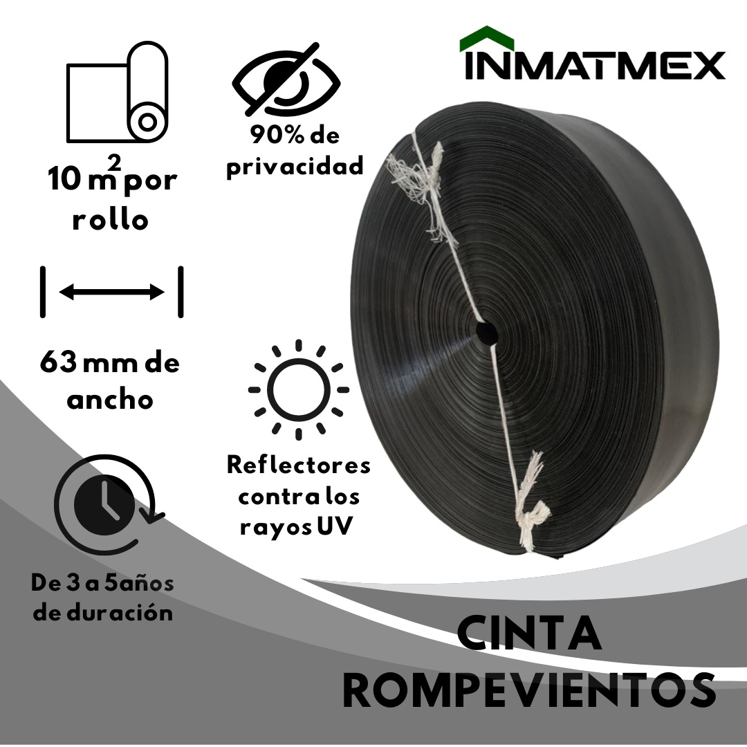 Foto 5 pulgar | Cinta Rompevientos Inmatmex color Negro 30 M