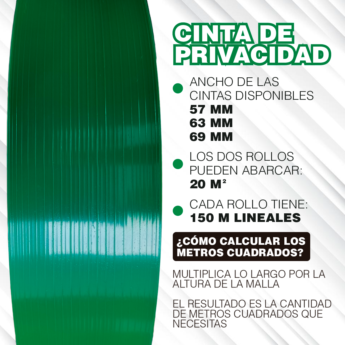 Foto 4 pulgar | Cinta Plástica Rompevientos Verde 63 mm 20m2