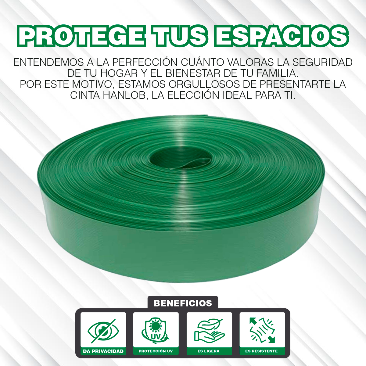 Foto 5 | Cinta Plástica Rompevientos Verde 63 mm 20m2