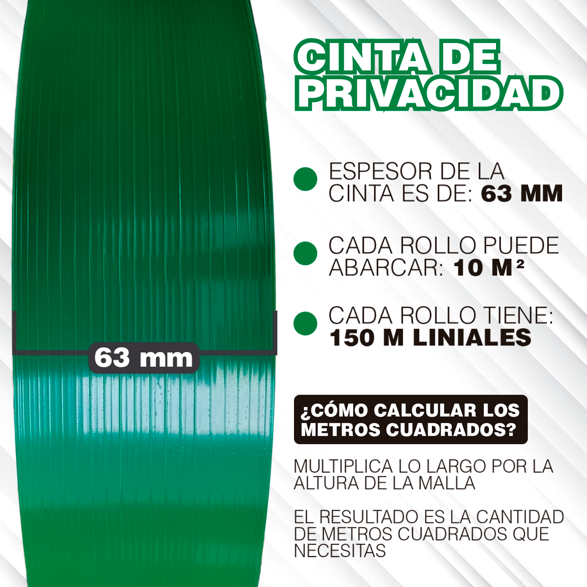 Foto 4 pulgar | Cinta Plástica Rompevientos Verde 63 mm 10m2