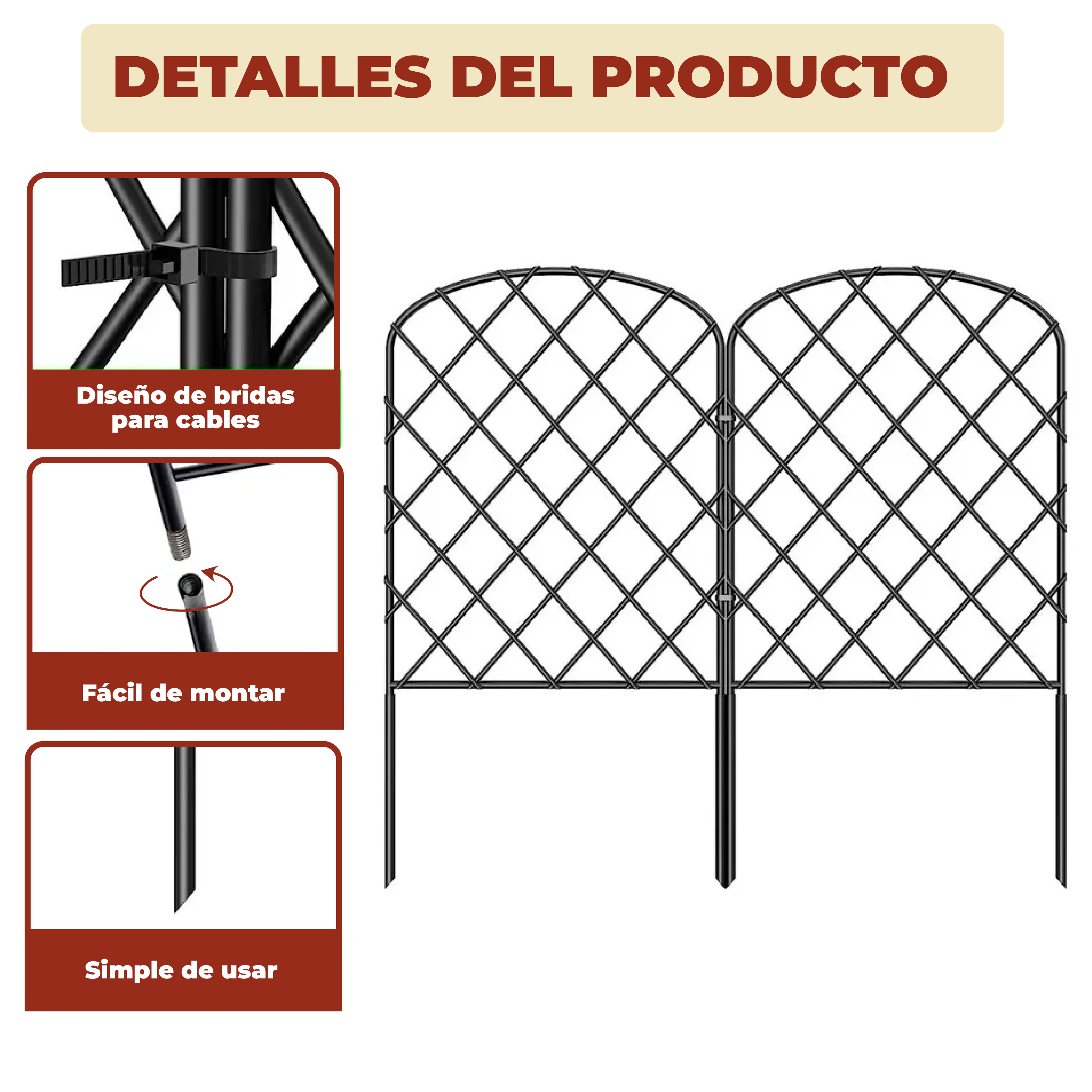 Foto 6 pulgar | Set De 10 Vallas Decorativas Para Jardín Diseño Red