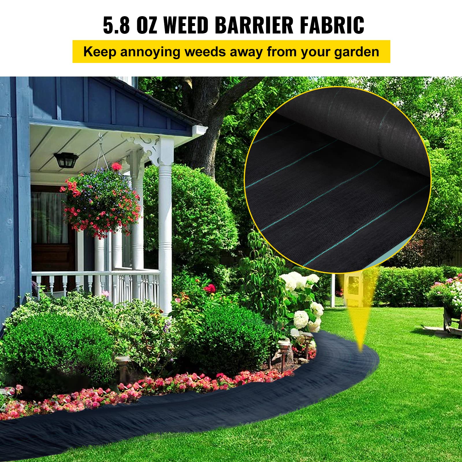 Foto 3 pulgar | Barrera De Tela Vevor Heavor Heavy Duty, 1,2 X 91,4 M, 165 G/m², Color Negro - Venta Internacional.