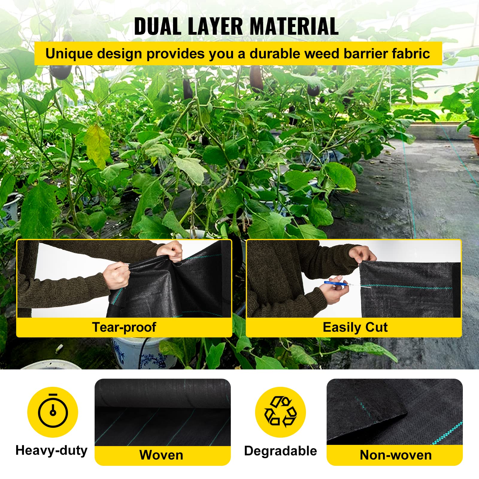 Foto 4 pulgar | Barrera De Tela Vevor Heavor Heavy Duty, 1,2 X 91,4 M, 165 G/m², Color Negro - Venta Internacional.