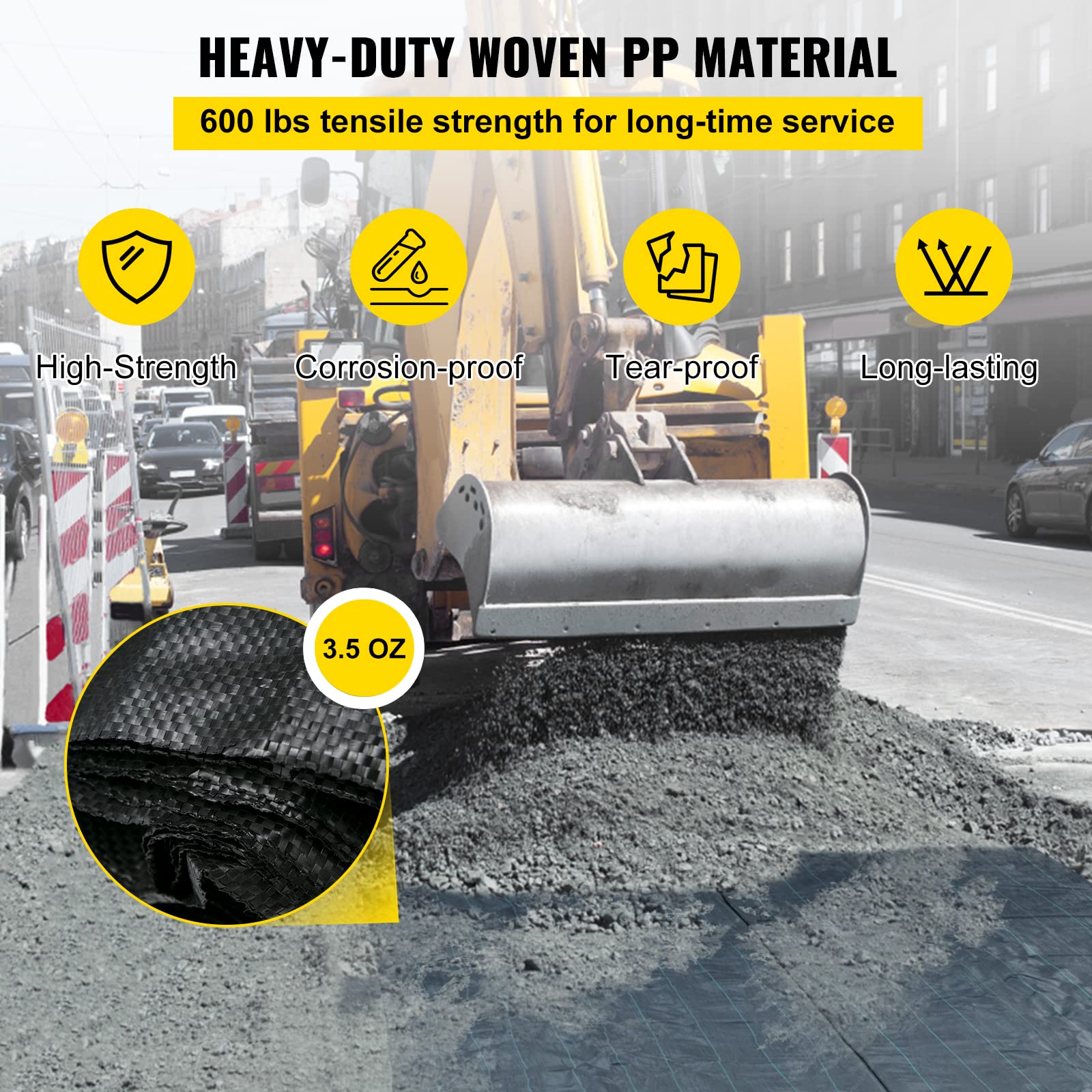 Foto 4 pulgar | Barrera De Tela Contra Malezas Vevor Heavy Duty, 3,5 Oz, 3,8 X 15,2 M, Negra - Venta Internacional.