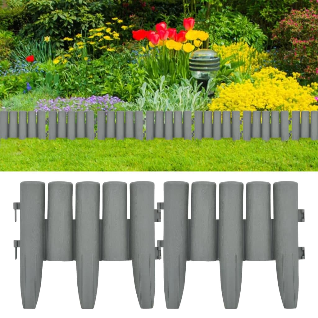 Foto 2 | Bordes Para Césped Vidaxl  Diseño De Troncos De Polipropileno Gris  36 Unidades - Venta Internacional.