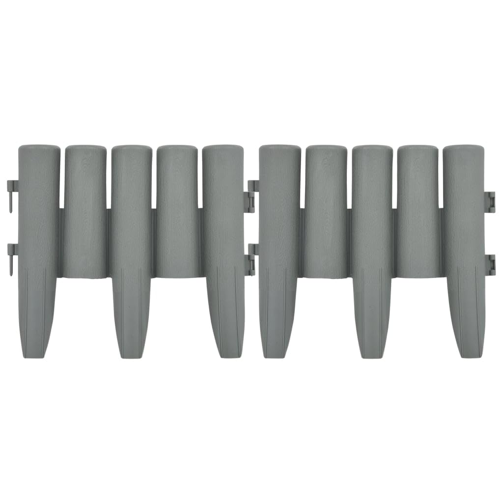 Foto 5 | Bordes Para Césped Vidaxl  Diseño De Troncos De Polipropileno Gris  36 Unidades - Venta Internacional.
