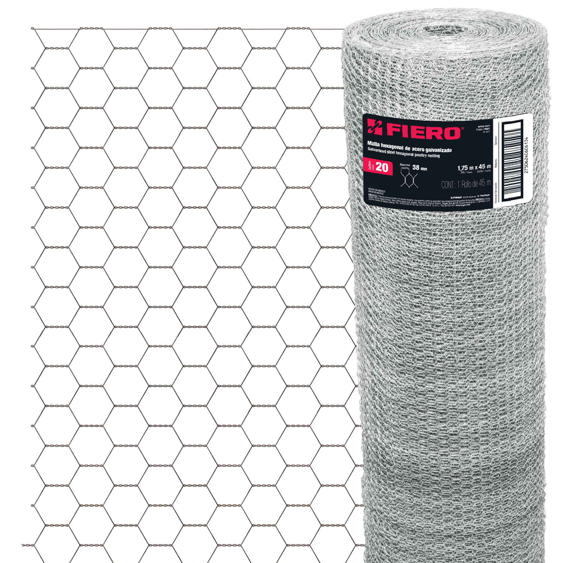 Foto 2 pulgar | Rollo Malla Hexagonal 1.75x45 M Cal.20 38mm 44661 Fiero