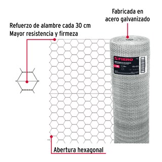 Foto 2 | Rollo Malla Hexagonal 1.75x45 M Cal.20 38mm 44661 Fiero