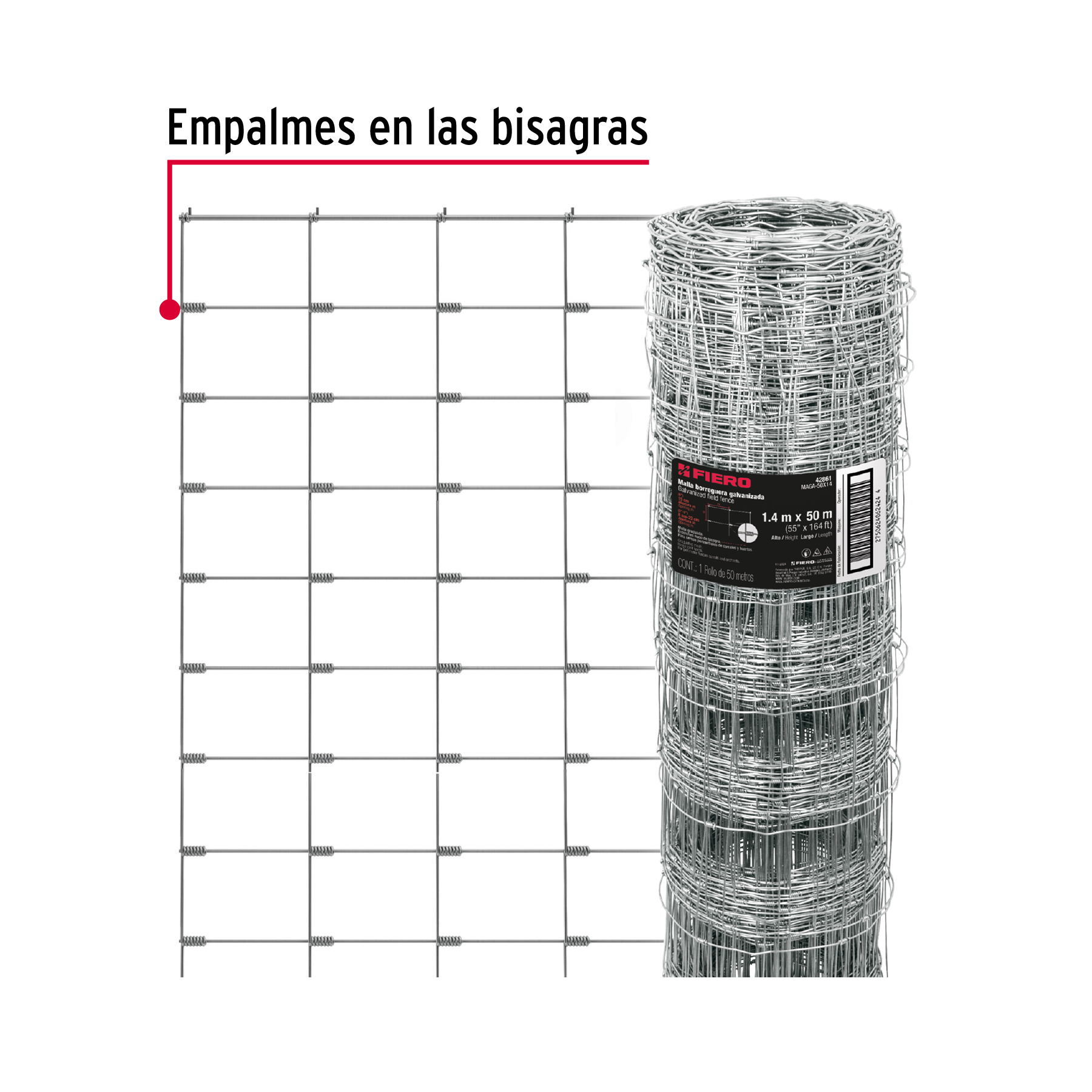 Foto 3 pulgar | Rollo Malla Borreguera 1.4m X 50m Acero Galvanizado 42861