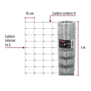 Foto 2 | Rollo Malla Borreguera 1m X 50m Acero Galvanizado 42859