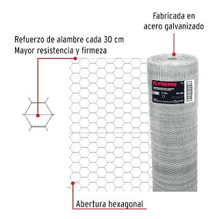 Foto 3 | Rollo Malla Hexagonal 1.2x45 M Cal.22 25mm 44657 Fiero