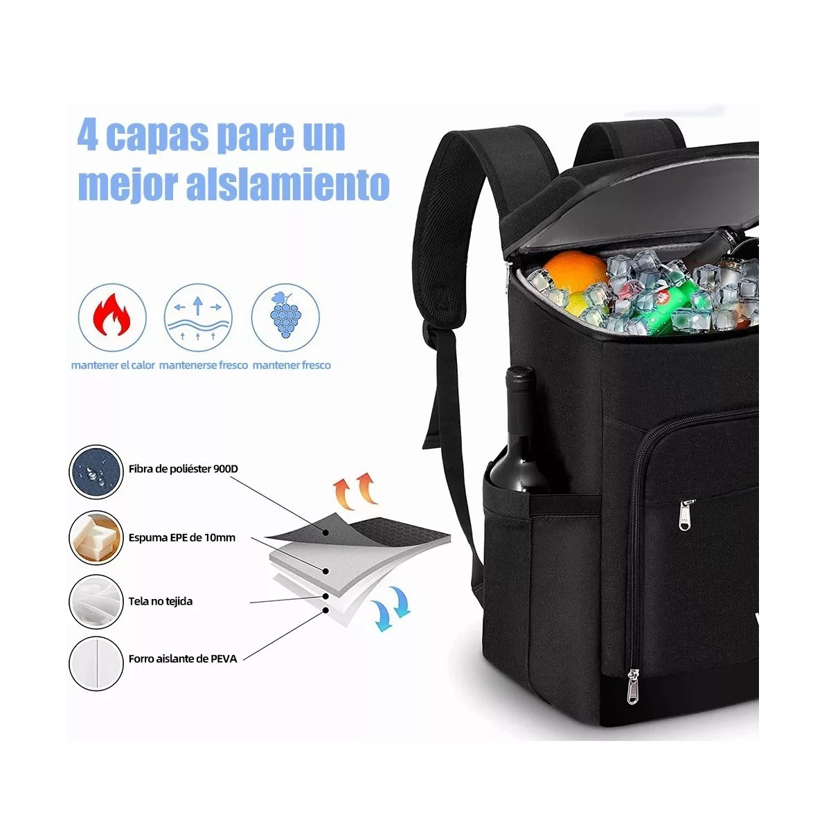 Foto 5 pulgar | Hielera Enfriador Bolsa Impermeable Portátil 27l Eo Safe Imports Esi-4536 color Negro