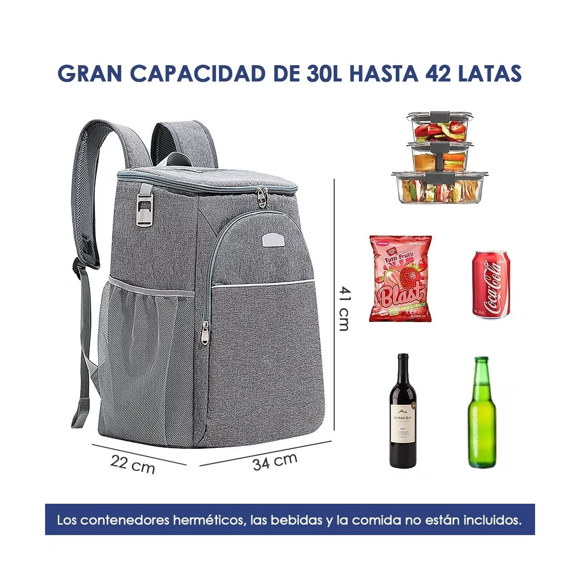 Foto 3 pulgar | Mochila Hielera Térmica Aislada con Destapador Botellas Eo Safe Imports Esi-8213 color Gris