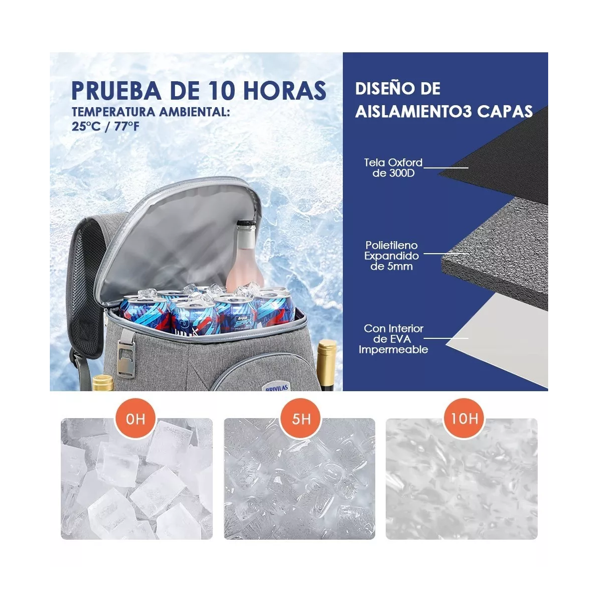 Foto 4 pulgar | Mochila Hielera Térmica Aislada con Destapador Botellas Eo Safe Imports Esi-8213 color Gris