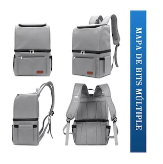 Foto 3 | Bolsa Mochila Hielera Portátil, Interior Impermeable, 2 Capas Color Gris