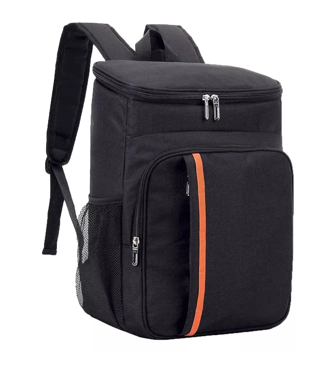 Mochila Hieleras Enfriador Bolsa Impermeable Portátil 20 L Color Negro Con Raya Naranja