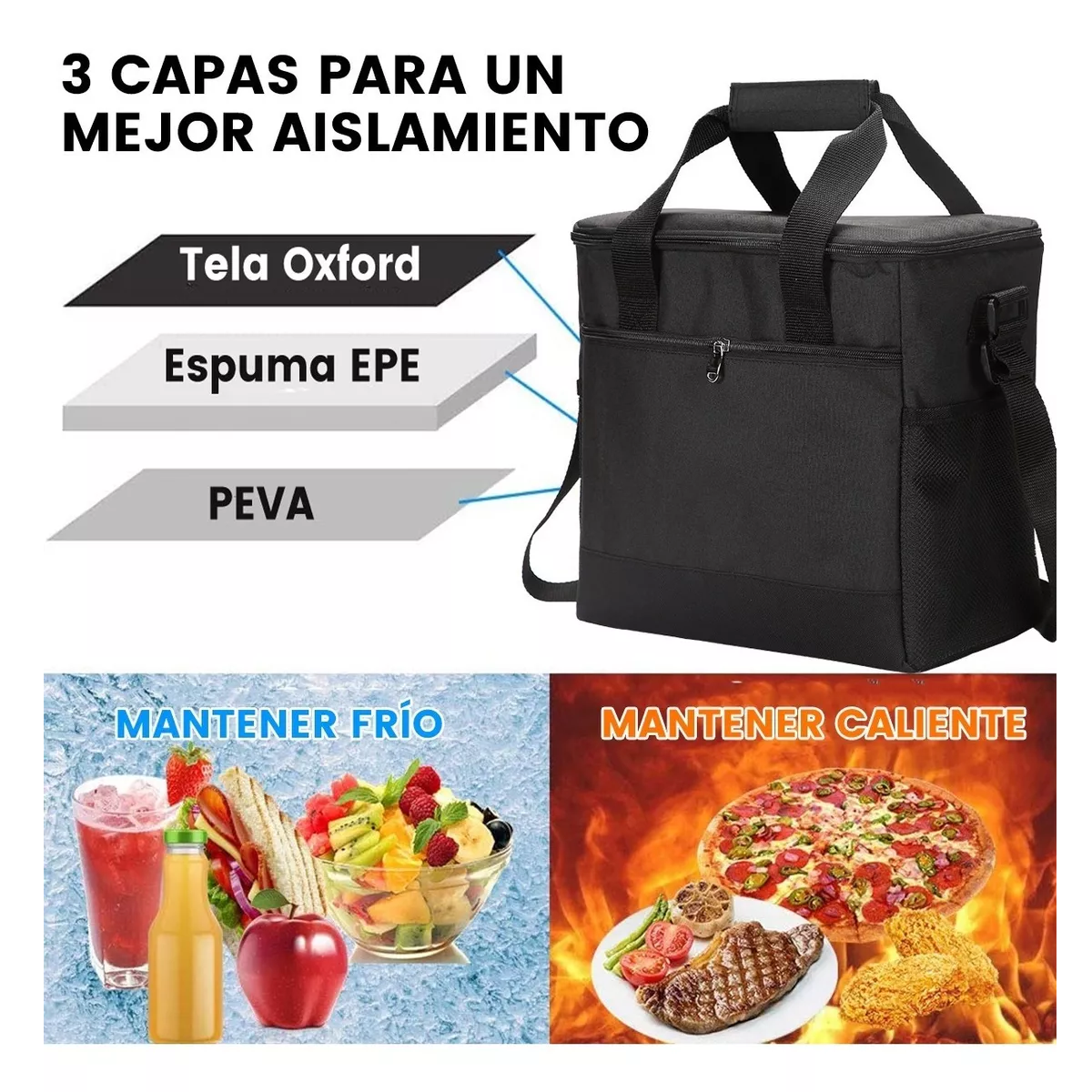 Foto 4 pulgar | Mochila Hielera Térmica Portátil con Interior Impermeable Eo Safe Imports Esi-10194 Negro