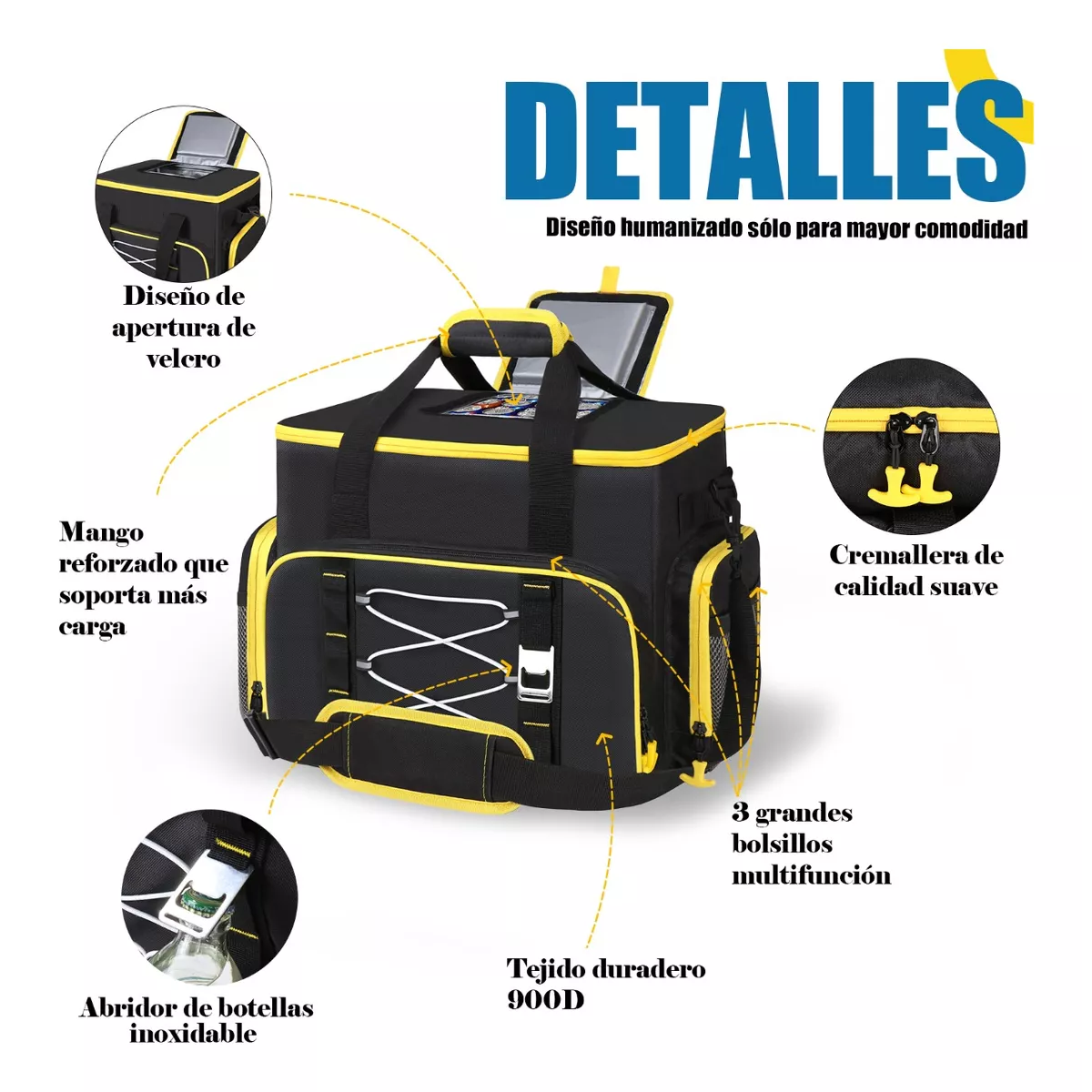 Foto 4 pulgar | Hielera Grande 45 L Bolsa Térmica Portátil Plegable Eo Safe Imports Esi-13878 Amarillo