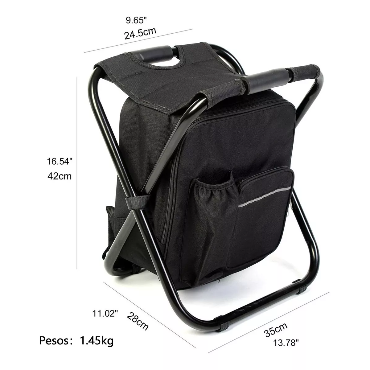 Foto 4 | Mochila Hielera/ Térmica Silla Banco Plegable Portátil Eo Safe Imports Esi-13876 Negro