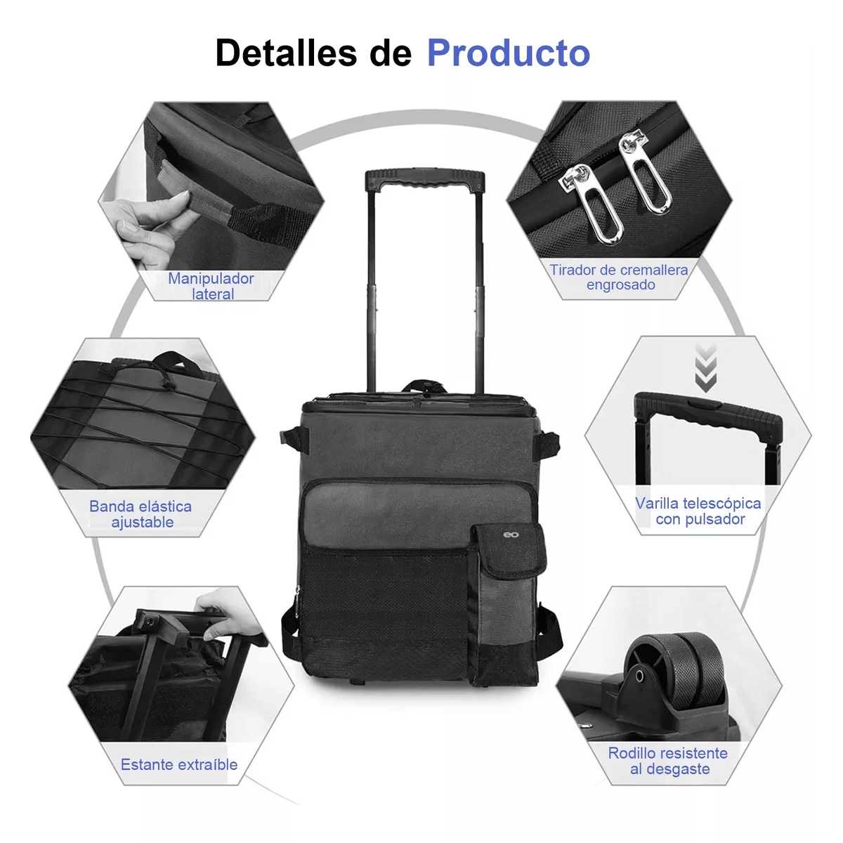 Foto 6 pulgar | Language Hielera Con Ruedas Bolsa Térmica Portátil 43l Eo Safe Imports Esi-13881-1 Negro