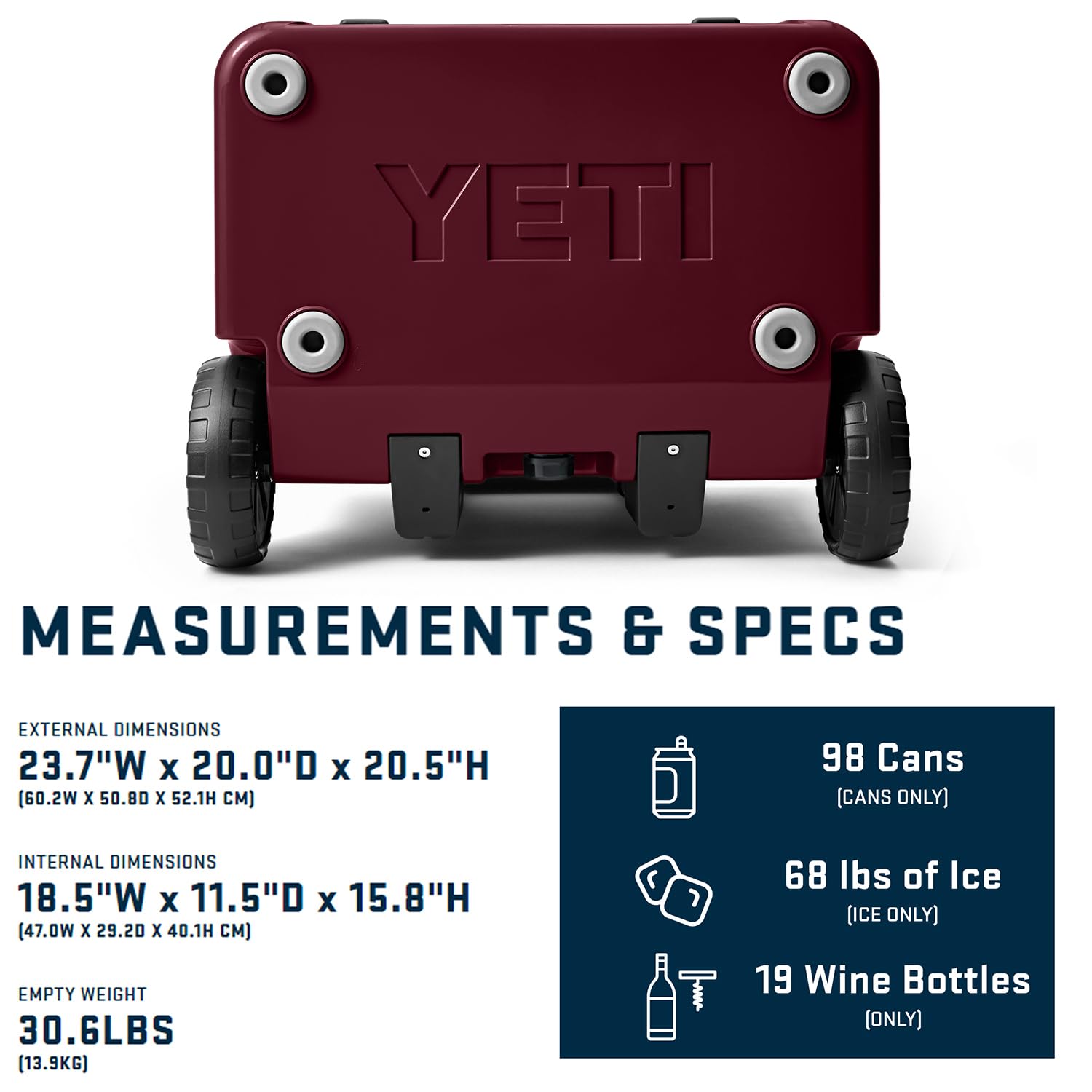Foto 5 pulgar | Cooler Yeti Roadie De 60 Ruedas Wild Vine Red, 47 L, Con Asa - Venta Internacional.