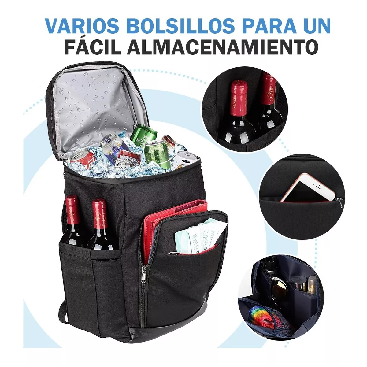 Foto 4 pulgar | Mochila Hielera Enfriador Impermeable Y Portátil 27l Eo Safe Imports Esi-7469-1 Negro