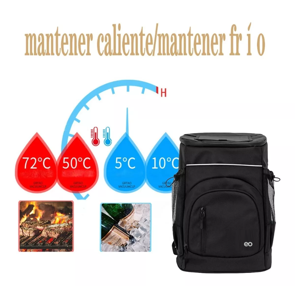 Foto 3 pulgar | Mochila Hielera Térmica Aislada 30l Eo Safe Imports Esi-14669-1 Negro