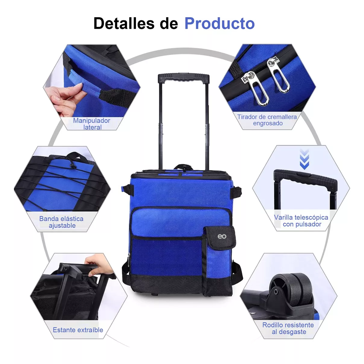 Foto 5 pulgar | Hielera Con Ruedas Bolsa Térmica Portátil 43l Eo Safe Imports Esi-13882-1 Azul