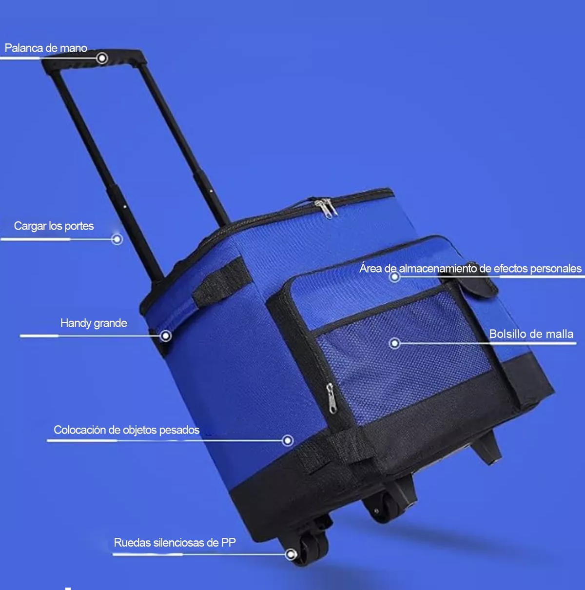 Foto 6 pulgar | Hielera Con Ruedas Bolsa Térmica Portátil 43l Eo Safe Imports Esi-13882-1 Azul