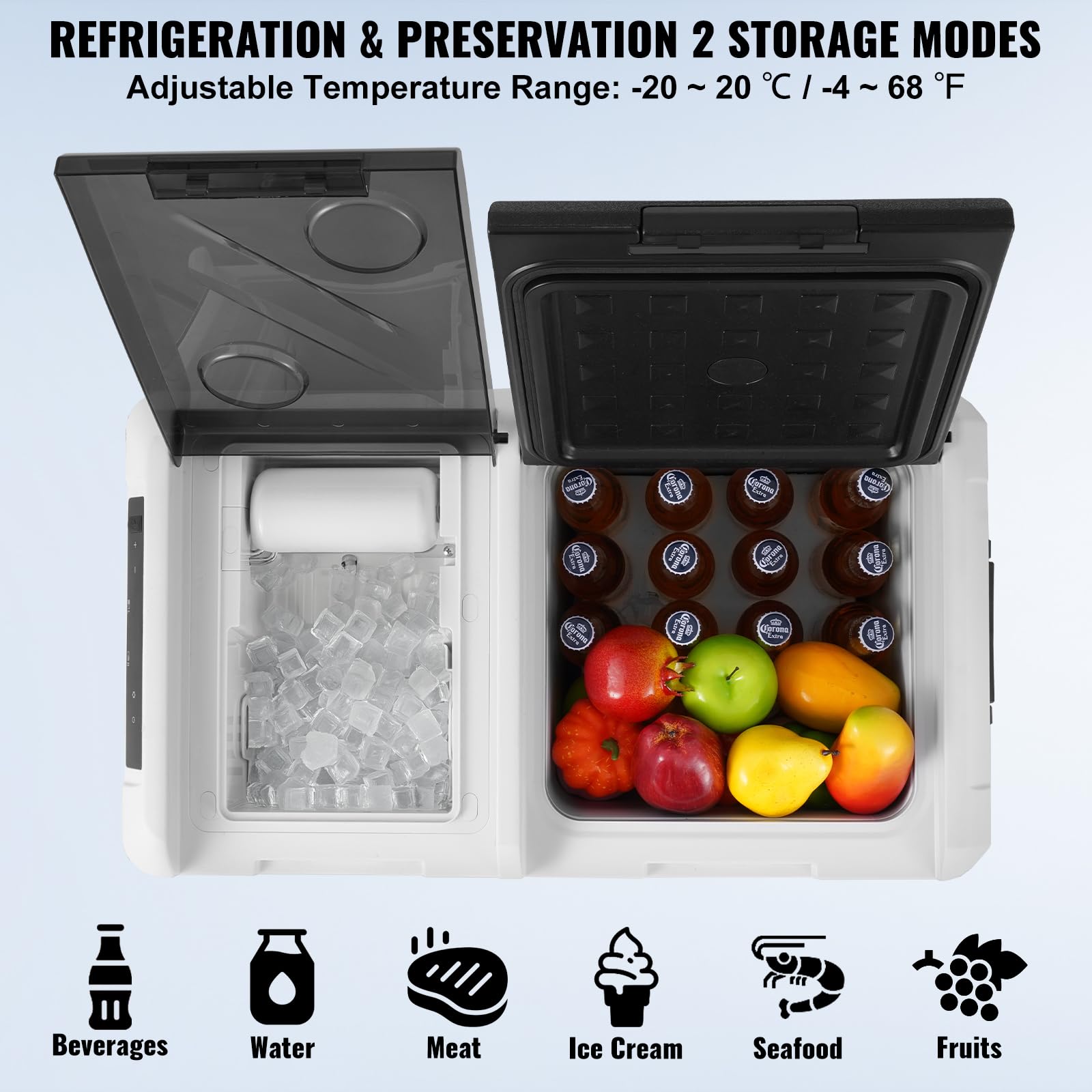 Foto 4 pulgar | Refrigerador De Coche Vevor De 36 L (38 Cuartos De Galón) Con Máquina De Hielo, -40 A 68 °f, 12 V - Venta Internacion