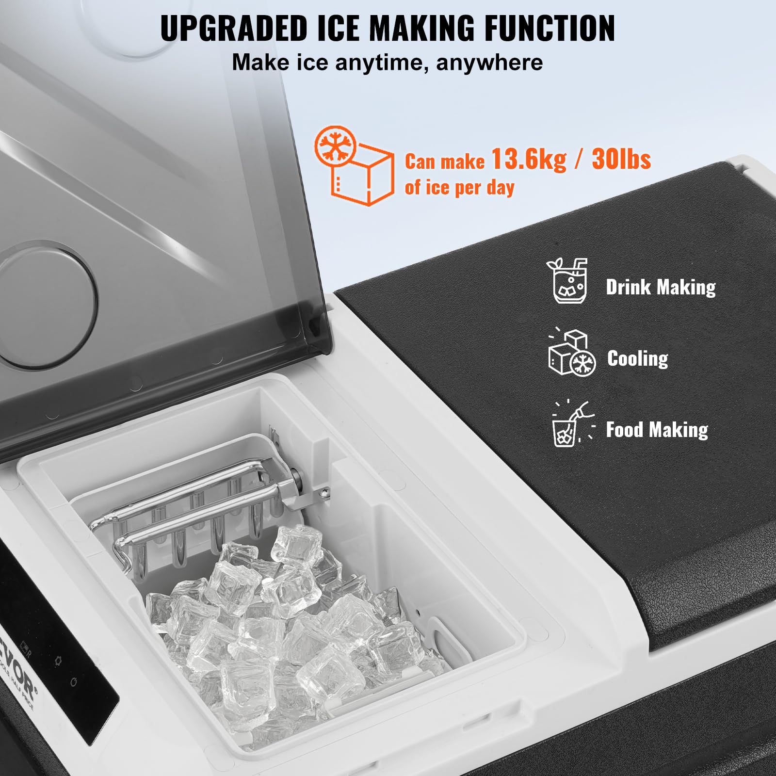 Foto 5 pulgar | Refrigerador De Coche Vevor De 36 L (38 Cuartos De Galón) Con Máquina De Hielo, -40 A 68 °f, 12 V - Venta Internacion