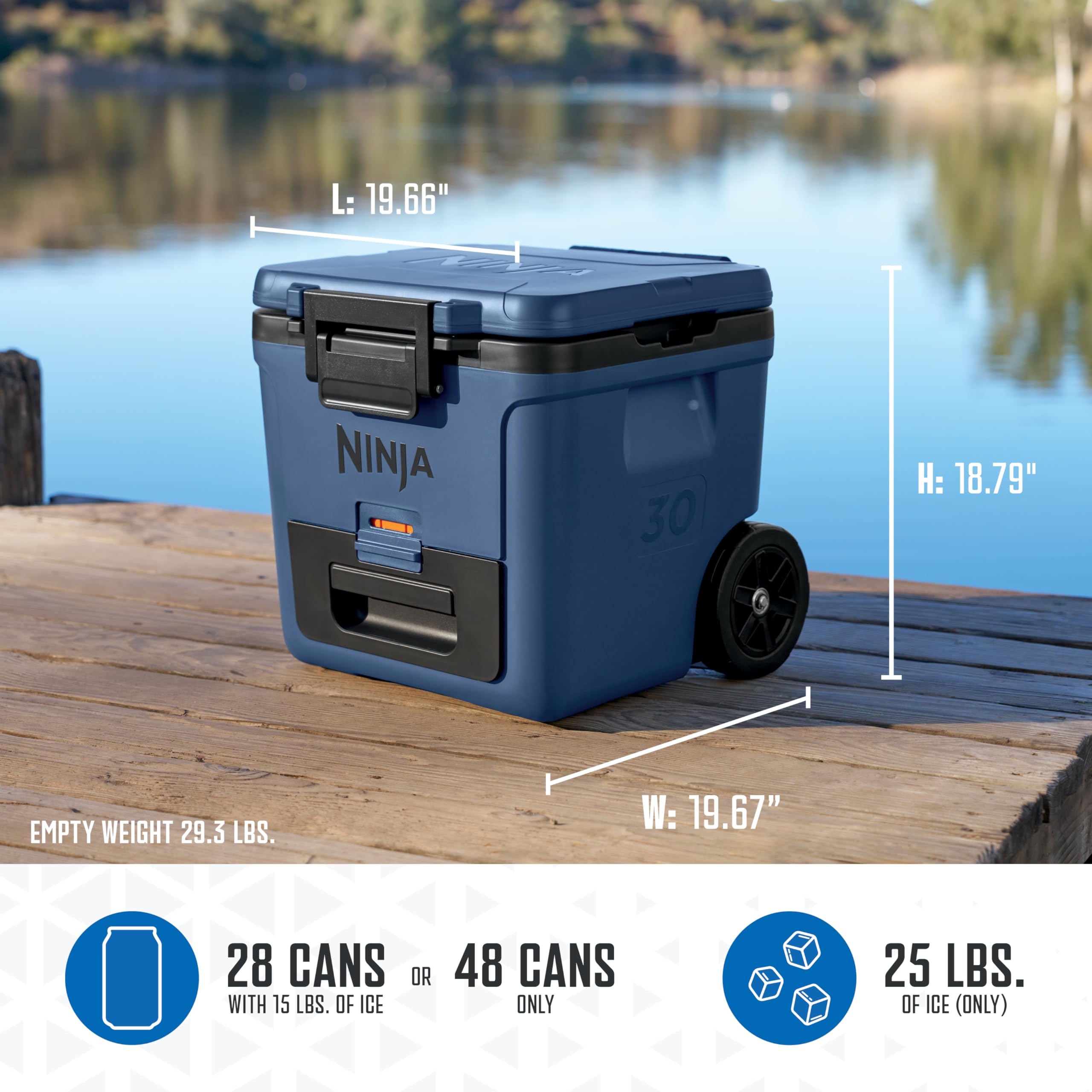 Foto 8 pulgar | Cooler Ninja Frostvault 30 L Con Ruedas Y Zona Seca Azul Fb230bl - Venta Internacional.