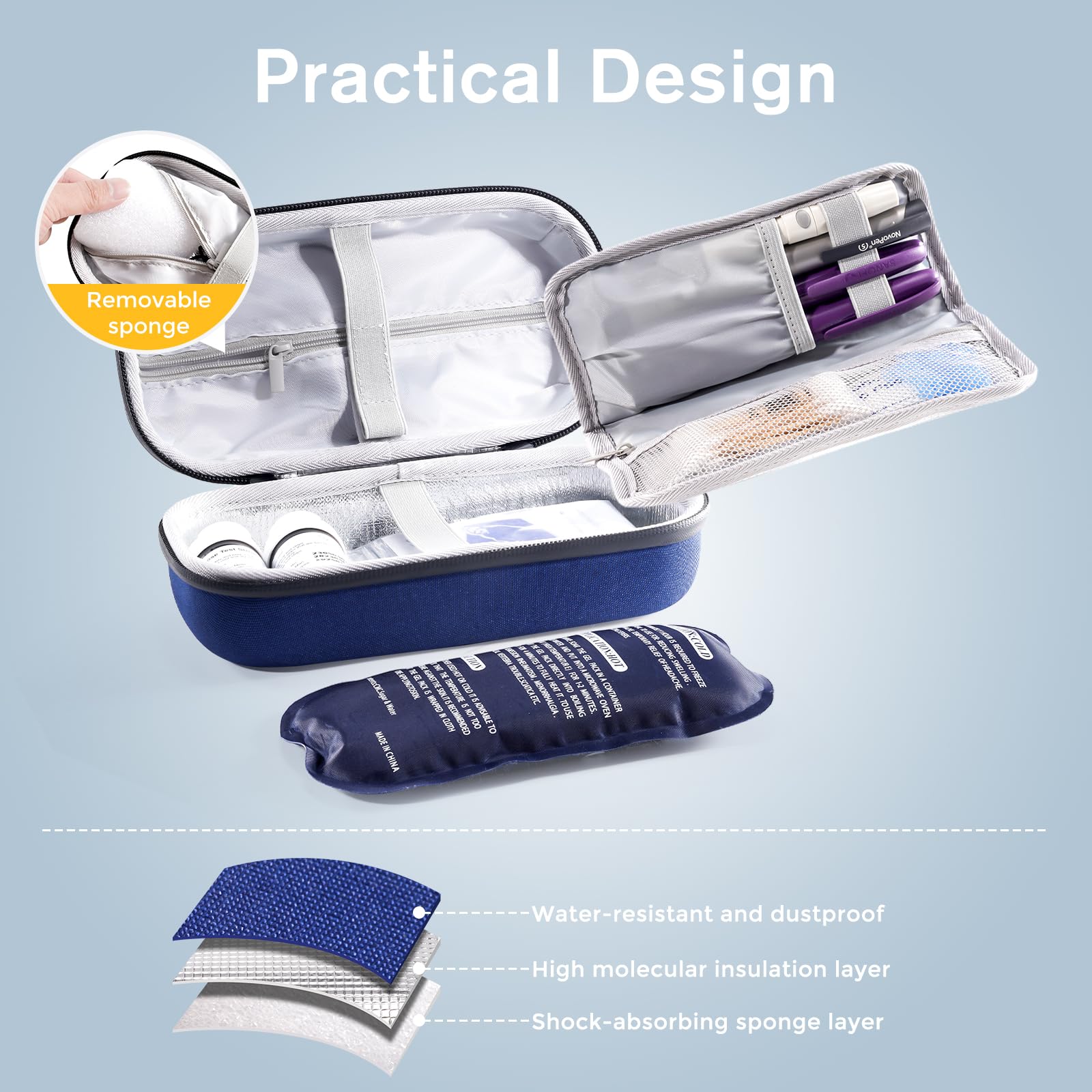 Foto 3 pulgar | Estuche De Viaje Para Enfriador De Insulina Procase Con Termómetro, Color Azul Marino - Venta Internacional.