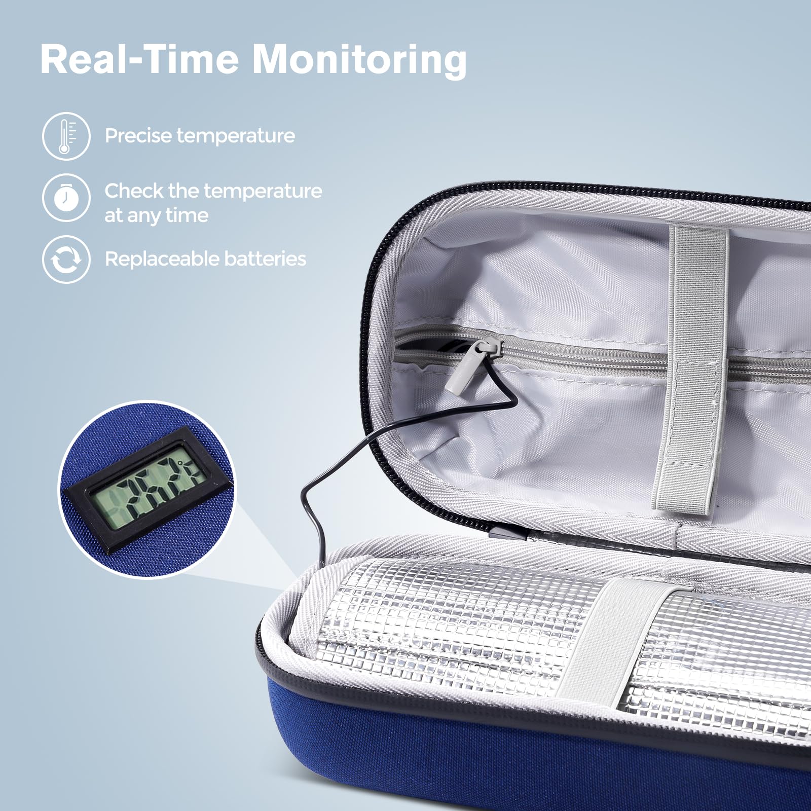 Foto 5 pulgar | Estuche De Viaje Para Enfriador De Insulina Procase Con Termómetro, Color Azul Marino - Venta Internacional.