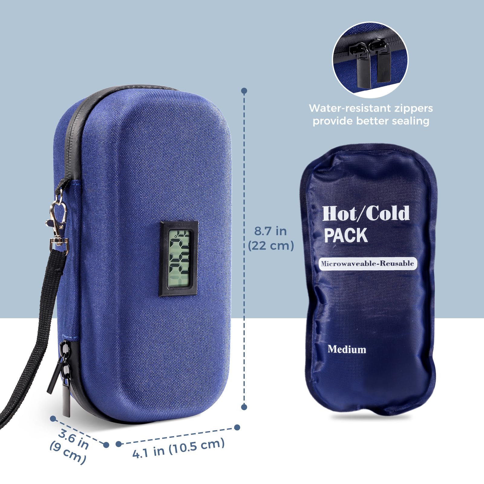 Foto 7 pulgar | Estuche De Viaje Para Enfriador De Insulina Procase Con Termómetro, Color Azul Marino - Venta Internacional.