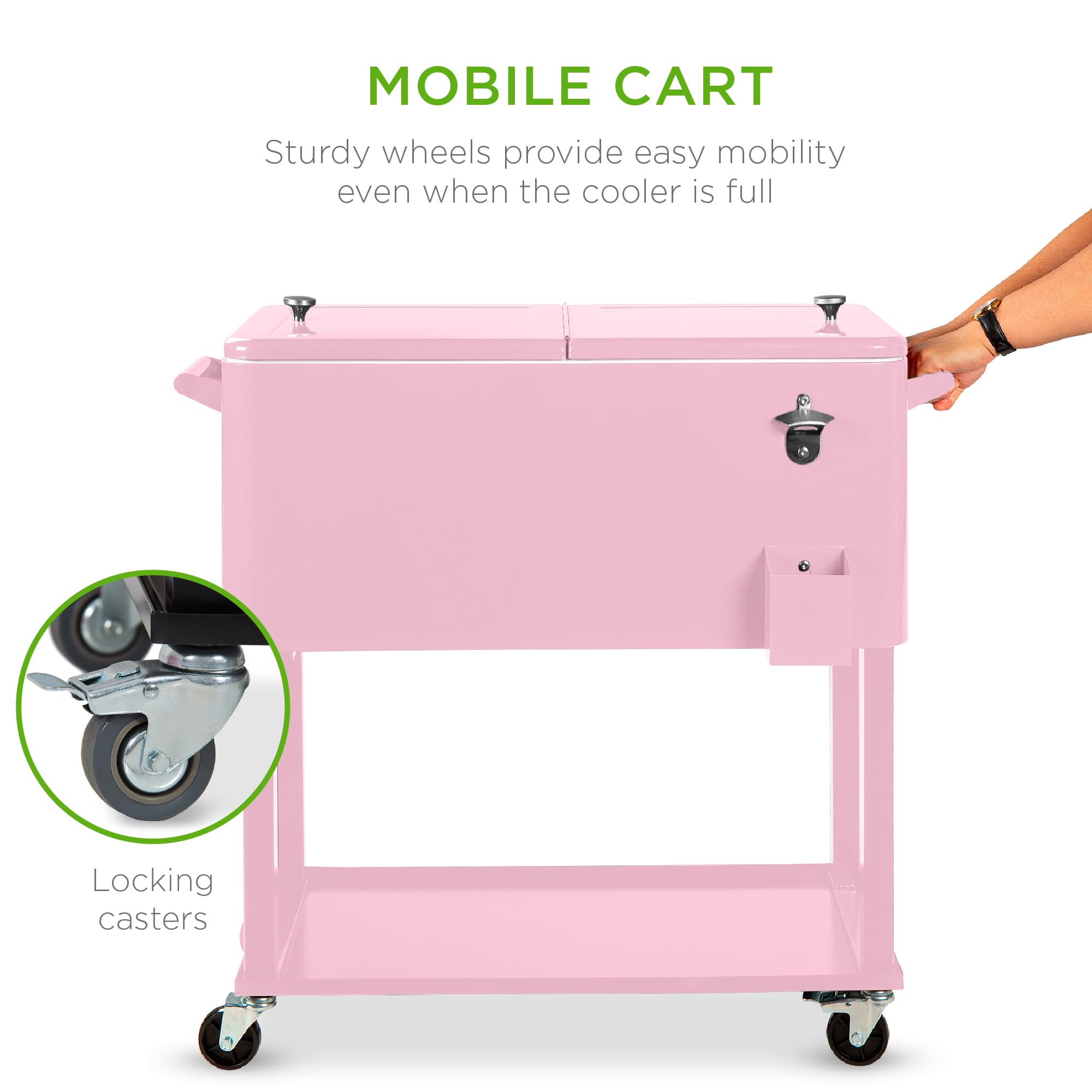 Foto 3 pulgar | Cooler Cart Best Choice Products De Acero De 80 Litros Con Hielera Rosa - Venta Internacional.