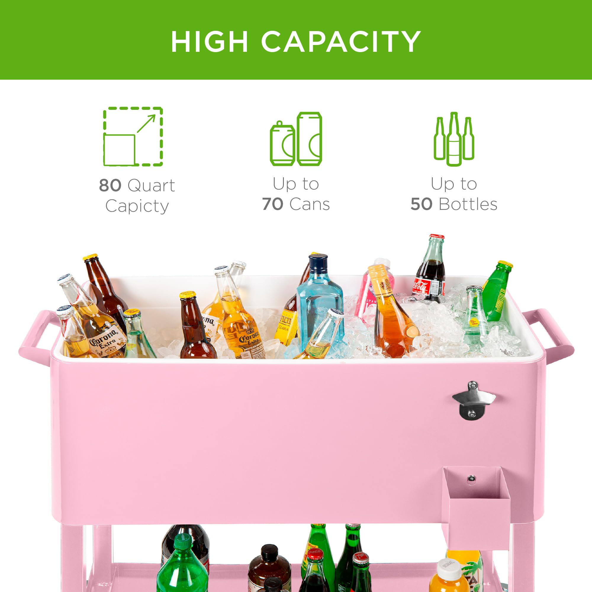 Foto 4 pulgar | Cooler Cart Best Choice Products De Acero De 80 Litros Con Hielera Rosa - Venta Internacional.