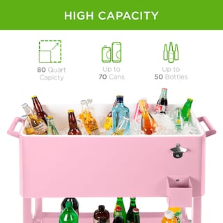 Foto 3 | Cooler Cart Best Choice Products De Acero De 80 Litros Con Hielera Rosa - Venta Internacional.