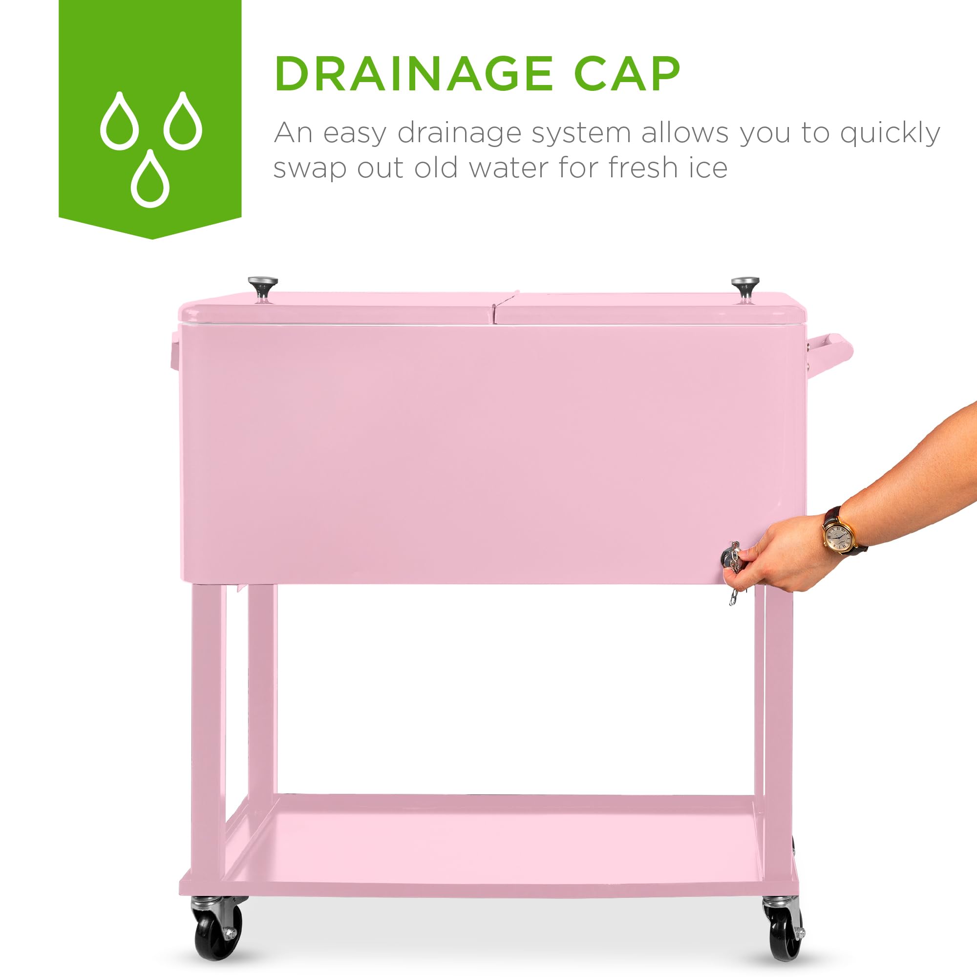 Foto 6 | Cooler Cart Best Choice Products De Acero De 80 Litros Con Hielera Rosa - Venta Internacional.
