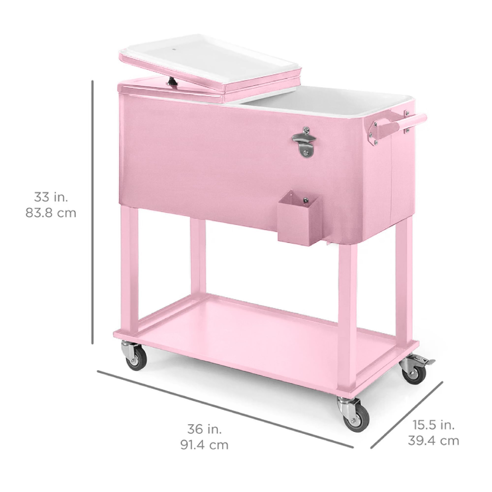 Foto 7 | Cooler Cart Best Choice Products De Acero De 80 Litros Con Hielera Rosa - Venta Internacional.