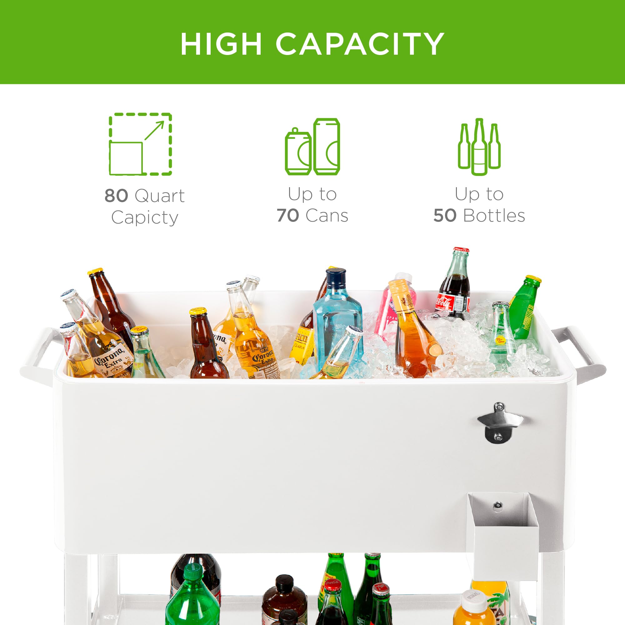 Foto 4 pulgar | Cooler Cart Best Choice Products, Acero Laminado De 80 Litros Con Hielo - Venta Internacional.